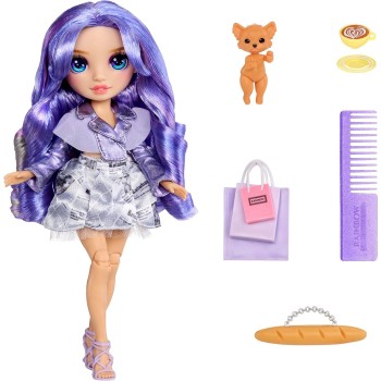 MGA Entertainment Rainbow High Pretty in Paris Fashion - Violet Willow purple, Rainbow 11 Fashion Doll With Outfit, Stylish Hand