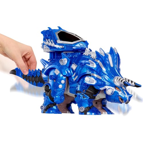 MGA Entertainment Armorsaurs Armor-Up Triceratops Dinosaur/Dino Cobalt - Action Figure, 7 Removable Armour Pieces With Tail-Cont
