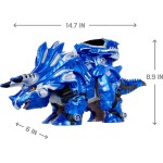 MGA Entertainment Armorsaurs Armor-Up Triceratops Dinosaur/Dino Cobalt - Action Figure, 7 Removable Armour Pieces With Tail-Cont