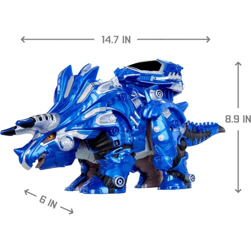 MGA Entertainment Armorsaurs Armor-Up Triceratops Dinosaur/Dino Cobalt - Action Figure, 7 Removable Armour Pieces With Tail-Cont