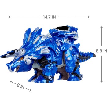 MGA Entertainment Armorsaurs Armor-Up Triceratops Dinosaur/Dino Cobalt - Action Figure, 7 Removable Armour Pieces With Tail-Cont