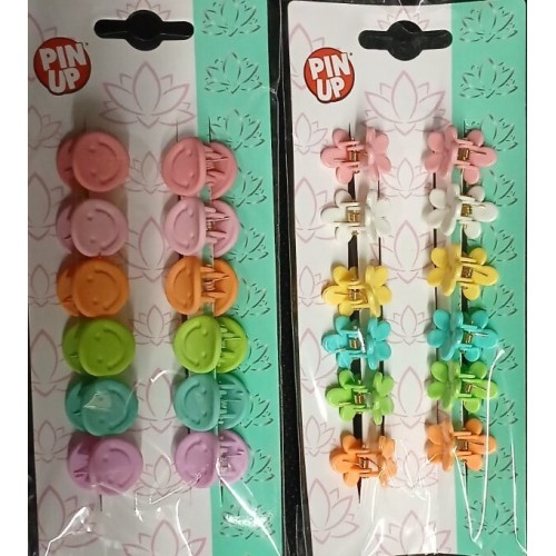 Globo Flower And Smiley Hair Clip, 2 Designs/Colors  8014966428039