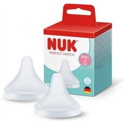 NUK Perfect Match Silicone Teat With Flow Control 6M+, 2 Pcs 10124034 4008600445562