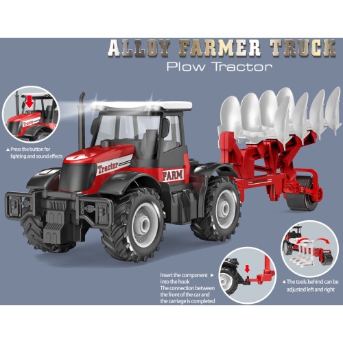 Toys-shop Choice Friction Farm Plow Tractor With Light And Sound JA136413 6990526364134