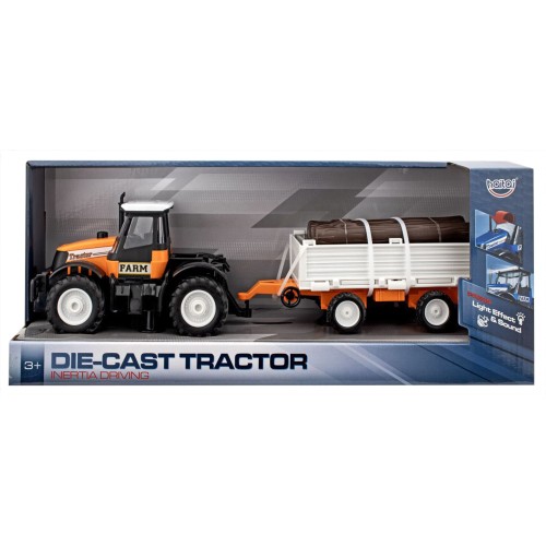 Toys-shop Choice Friction Farm Tractor And Log Cargo Trailer With Light And Sound JA136415 6990526364158