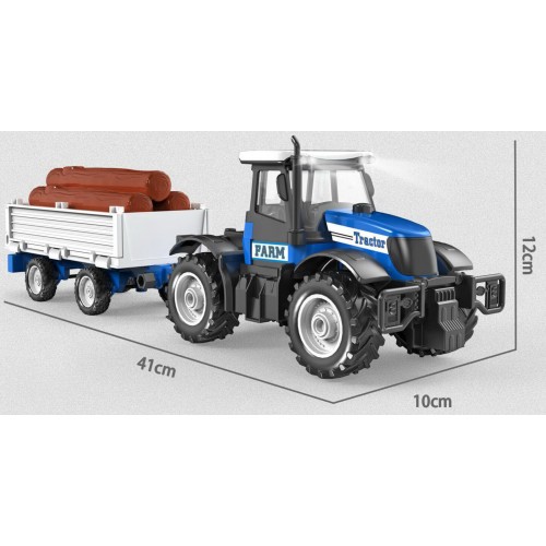 Toys-shop Choice Friction Farm Tractor And Log Cargo Trailer With Light And Sound JA136415 6990526364158