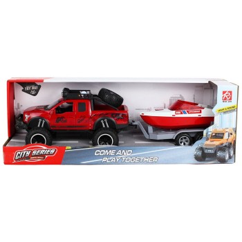 Toys-shop Choice 1:16 Friction Power Φορτηγάκι Με Σκάφος Σε Τρέιλερ Με Ήχο Και Φωτα JA135939 | Toys-shop.gr