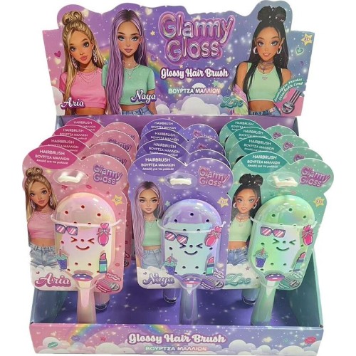 Diakakis imports Hair Brush With Pins Glammy Gloss 3 Colors 000630058 | Toys-shop.gr