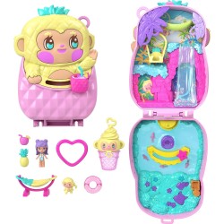 Mattel Polly Pocket Pineapple Monkey Compact Playset With 1 Micro Doll and Pet, Travel Toy With Fruit Accessories JFG56 / JKC49 