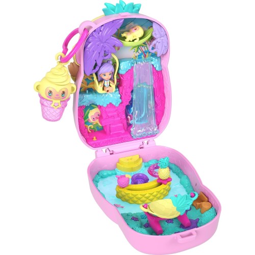 Mattel Polly Pocket Pineapple Monkey Compact Playset With 1 Micro Doll and Pet, Travel Toy With Fruit Accessories JFG56 / JKC49 