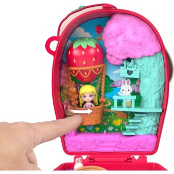 Mattel Polly Pocket Picnic Bunny Compact Playset With 1 Micro Doll and Pet, Travel Toy With Fruit Accessories JFG56 / JKC47 1947
