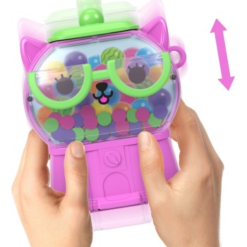 Mattel Polly Pocket Gumball Kitty Compact Playset With 1 Micro Doll and Pet, Travel Toy With Fruit Accessories and Rides JFG56 /