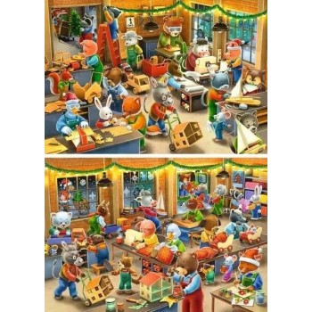 Παζλ Ravensburger 2 x 12 Κομμάτια - Χριστουγεννιάτικο Εργοστάσιο Παιχνιδιών 3000-0455 4005555040477