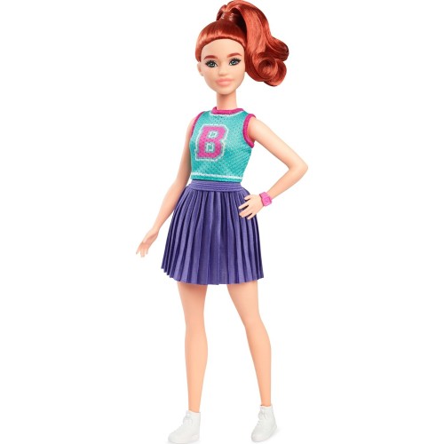 Mattel Barbie Fashionistas Doll 232 In Jersey Top And Pleated Purple Skirt, Red Hair  | Toys-shop.gr