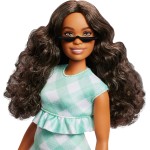 Mattel Barbie Fashionistas Doll 240 In Green Gingham Dress And Sunglasses, Wavy Dark Brown Hair FBR37 / HYT96 | Toys-shop.gr