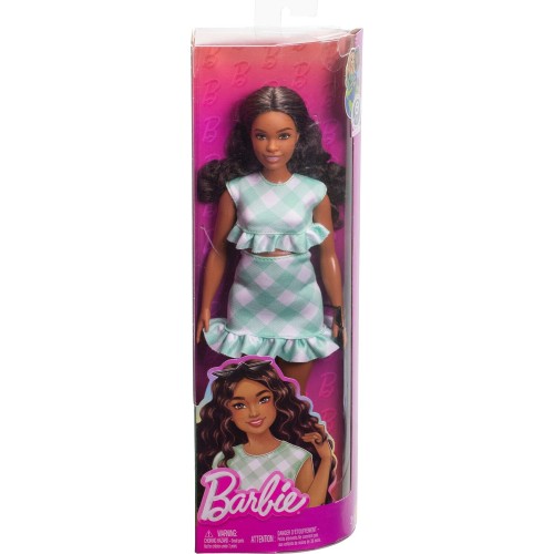 Mattel Barbie Fashionistas Doll 240 In Green Gingham Dress And Sunglasses, Wavy Dark Brown Hair FBR37 / HYT96 | Toys-shop.gr
