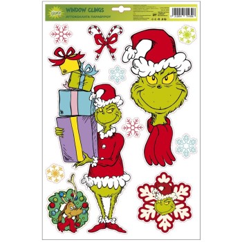 Christakopoulos Χριστ. αυτοκολλητα παραθυρου grinch 2σχ 40χ26.5εκ 22929 | Toys-shop.gr