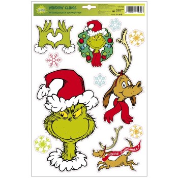 Christakopoulos Χριστ. αυτοκολλητα παραθυρου grinch 2σχ 40χ26.5εκ 22929 | Toys-shop.gr