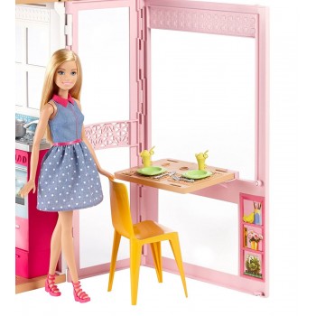 Mattel Barbie Νέο Σπιτάκι - Βαλιτσάκι Με Κούκλα DVV48 887961374988