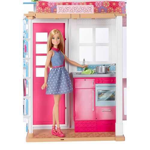 Mattel Barbie Νέο Σπιτάκι - Βαλιτσάκι Με Κούκλα DVV48 887961374988