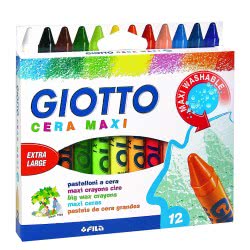Giotto Κηρομπογιά 10Cm Χοντρή 12 Τεμάχια Cera Maxi 000291200 8000825291203