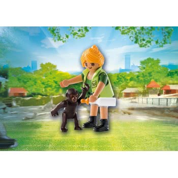 Playmobil Zookeeper With Baby Gorilla 9074 4008789090744