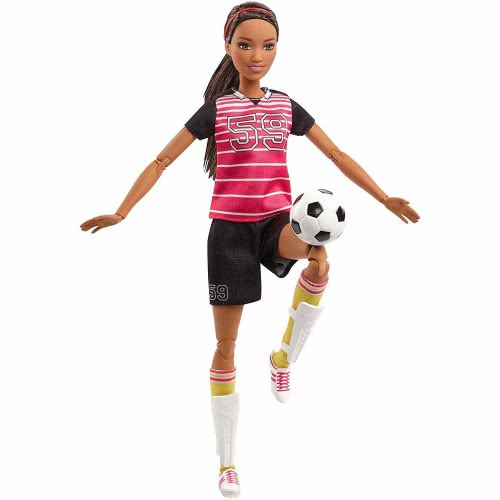 Mattel Barbie Made To Move Black Hair Soccer Player DVF68 / FCX82 887961461862