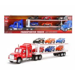Toys-shop Choice Friction Truck - Car Transporter With 6 Racing Cars - 3 Colors JA062433 6990317624331