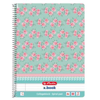 herlitz Spiral Pad A4 Ladylike 80 Sheet Ruled With Margin 3 Assorted Motifs 11232584 4008110444055