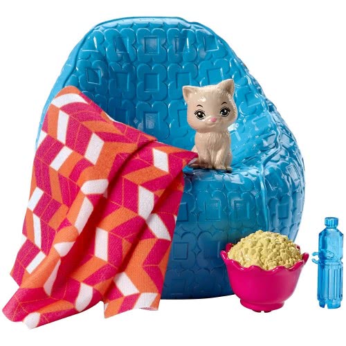 Mattel Barbie Dining Set And Kitten: Movie Night DVX44 / DVX46 887961376715