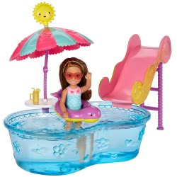 Mattel Barbie Club Chelsie - Pool And Water Slide Playset With Doll DWJ45 / DWJ47 887961382679