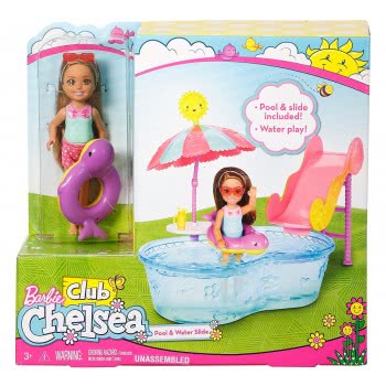 Mattel Barbie Club Chelsie - Pool And Water Slide Playset With Doll DWJ45 / DWJ47 887961382679