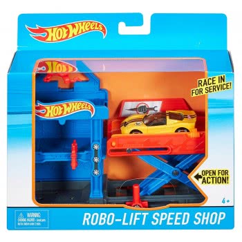 Mattel Hot Wheels Robo Lift Speed Shop Playset Fold Out DWK99 / DWL02 887961384130