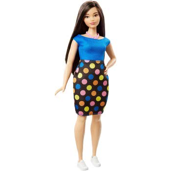 Mattel Barbie Fashionistas Polka Dot Fun Curvy Doll FBR37 / DVX73 887961377064