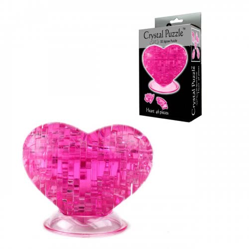 3D Crystal Puzzle: Heart Pink, 46Pcs 90002 4893718900023