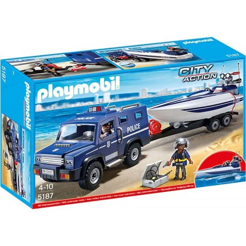 Playmobil Αστυνομικό Όχημα Με Ταχύπλοο 5187 4008789051875