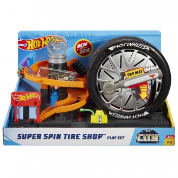 Mattel Hot Wheels City Deluxe Super Spin Tire Shop Playset FNB15 / ASST 887961585889
