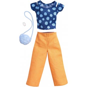 Mattel Barbie Fashion Blue Polka Dot Top And Peach Pant FND47 / FKR98 887961551112