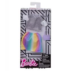Mattel Barbie Fashion Gray Top And Rainbow Skirt FND47 / FKT03 887961551594