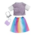 Mattel Barbie Fashion Gray Top And Rainbow Skirt FND47 / FKT03 887961551594