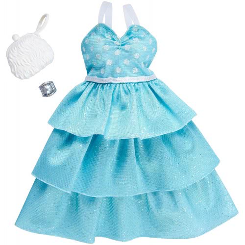 Mattel Barbie Fashion Βραδινά Σύνολα, Mint Polka Dot Ruffle Gown FND47 / FKT09 887961551181