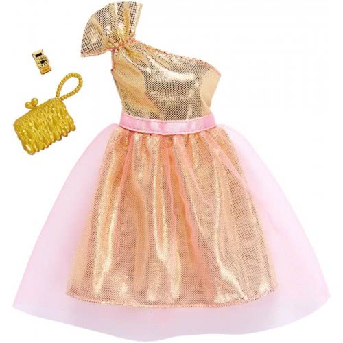 Mattel Barbie Fashion Βραδινά Σύνολα, Gold Gown With Pink Tulle FND47 / FKT10 887961551396