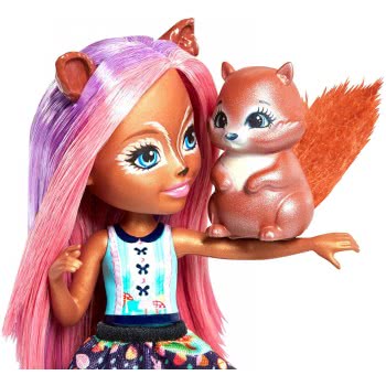 Mattel Enchantimals Σάντσα Σκιουρίτσα Κούκλα & Ζωάκι Φιλαράκι FNH22 / FMT61 887961581232