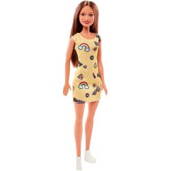 Mattel Barbie Modern Dresses-Yellow Dress, Brunette Doll T7439 / FJF17 887961534573