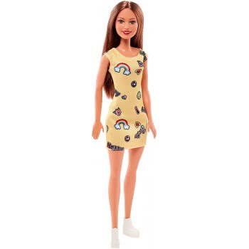 Mattel Barbie Μοντέρνα Φορέματα-Κίτρινο Φόρεμα, Μελαχρινή Κούκλα T7439 / FJF17 887961534573