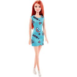 Mattel Barbie Modern Dresses-Blue Dress, Redhead Doll T7439 / FJF18 887961534603