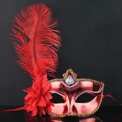 maskarata Κόκκινη Μάσκα Με Λουλούδι Και Φτερά A0434 5200304404343