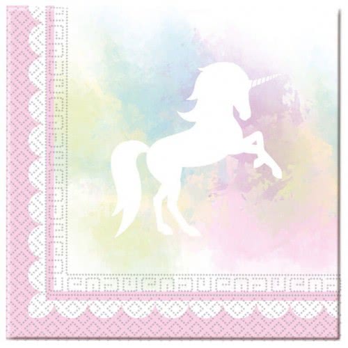 PROCOS Decorata Party Χαρτοπετσέτες Μονόκερος 33X33εκ. - 20Τμχ 089342 5201184893425