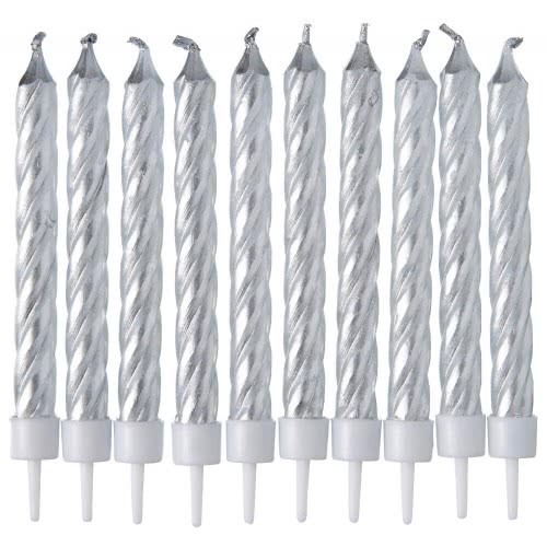 PROCOS Silver Spiral Birthday Candles With Holders 089174 5201184891742