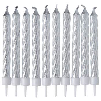 PROCOS Silver Spiral Birthday Candles With Holders 089174 5201184891742